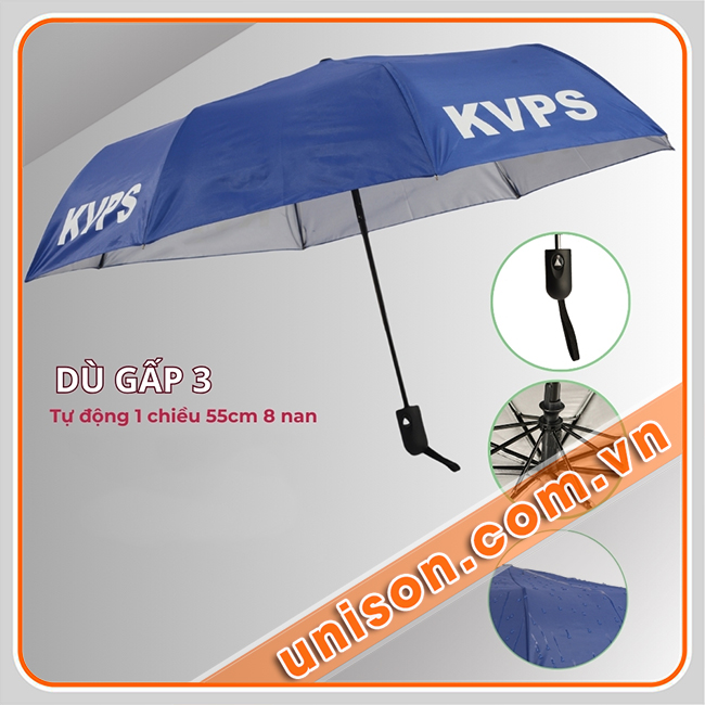 Dù gấp 3 tự động 1 chiều 8 nan r55cm