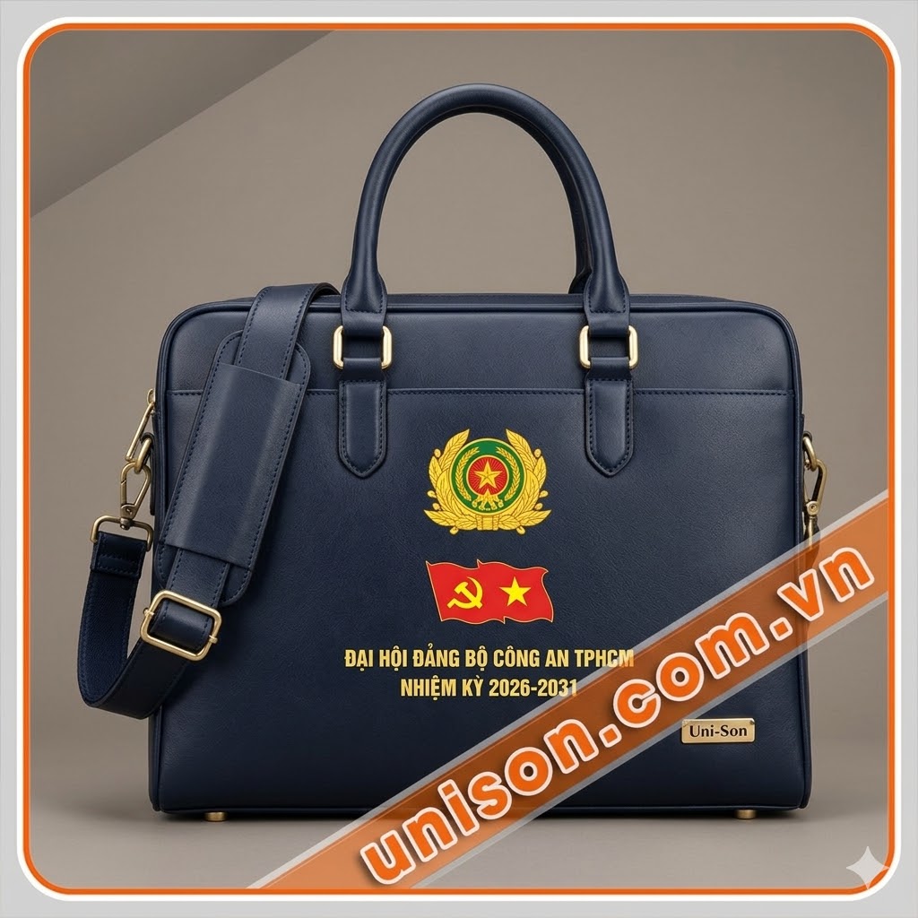 Mâu quà tặng cặp da công an nhân dân cho đại hội Đảng TPHCM