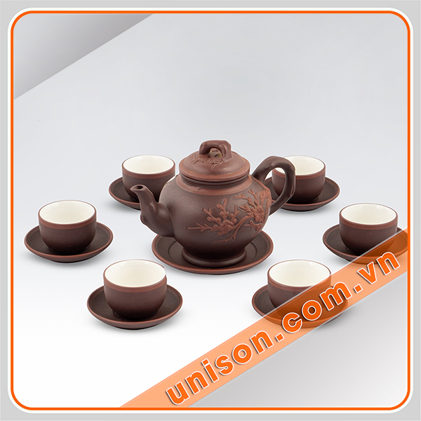 bộ ấm trà bát tràng in logo doanh nghiệp