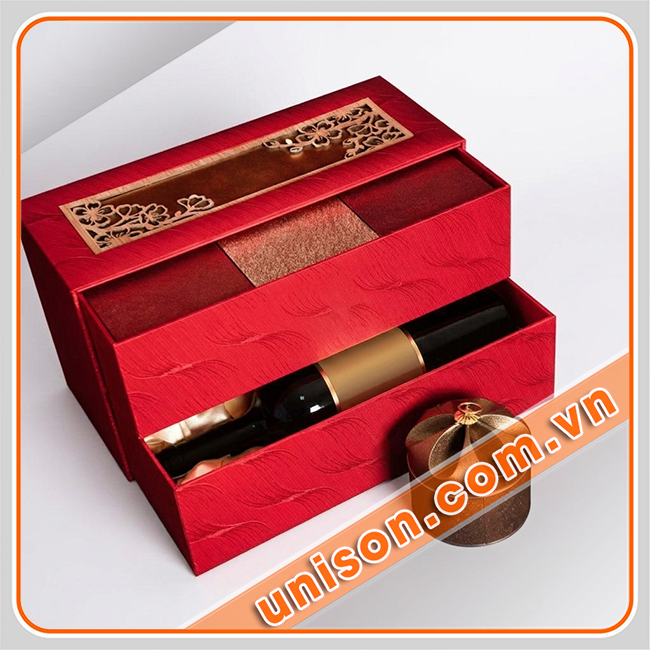 Hộp giấy 2 tầng đựng rượu quà tặng doanh nghiệp