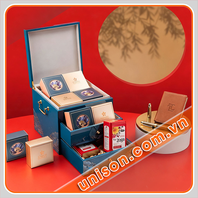 Hộp kéo bồi cứng dễ dàng cán màng, dập nổi, dập nhũ tăng sự hấp dẫn 