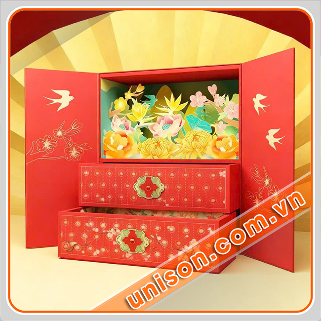 Hộp giấy 2 tầng cánh cung