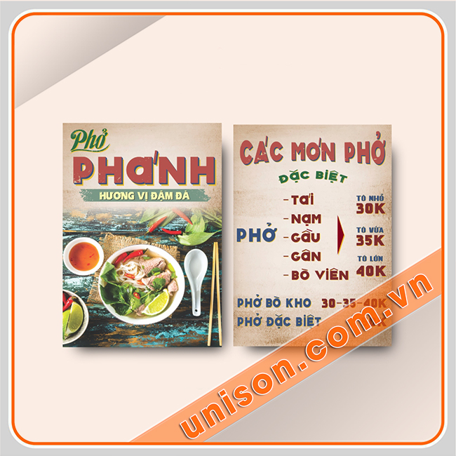 In menu thực đơn giá rẻ, miễn phí thiết kế Uni-Son hình 1