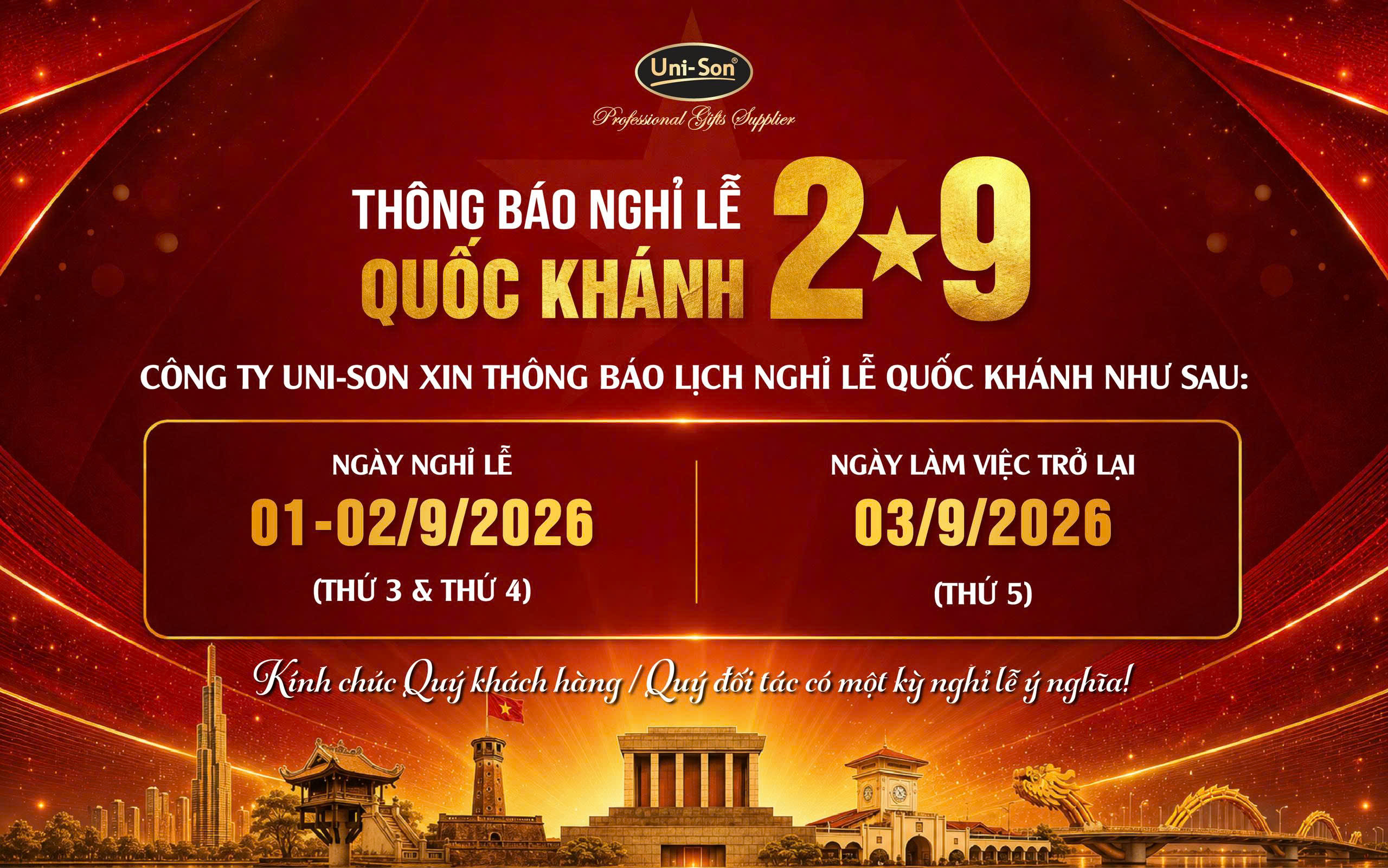 lịch nghỉ lễ 2 tháng 9