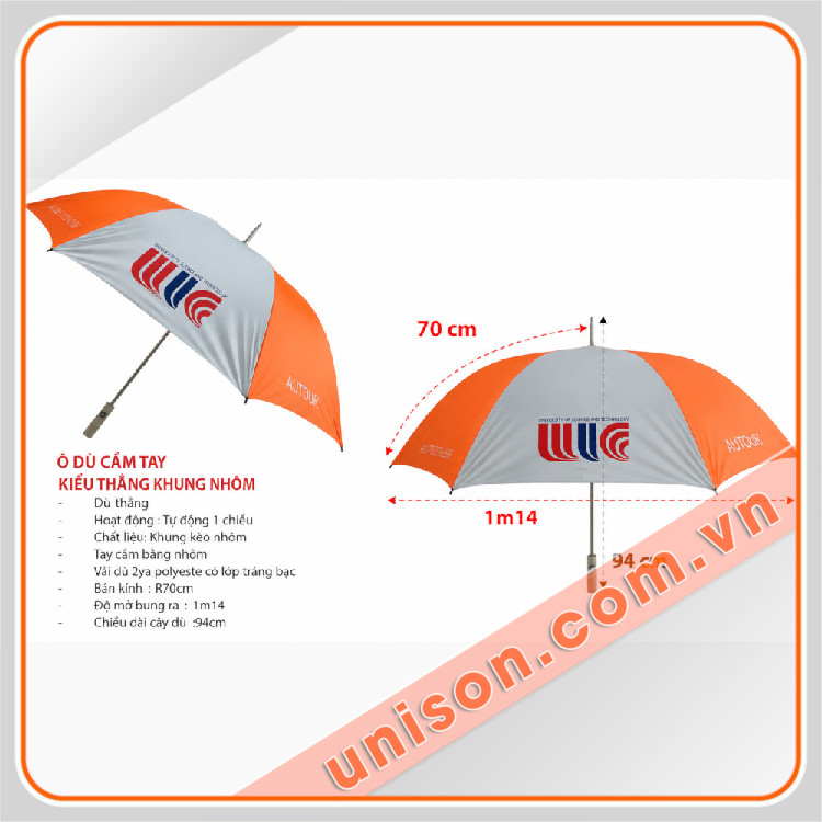 Ô dù cầm tay gấp 2 tự động 1 chiều