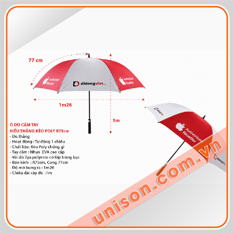 Ô dù cầm tay gấp 2 tự động 1 chiều