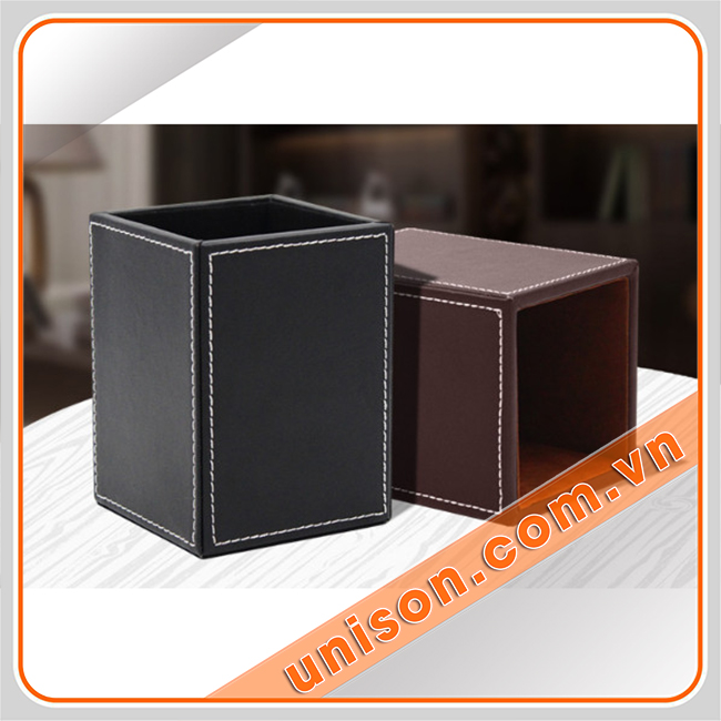 Hộp da đựng bút để bàn (ống cắm viết bằng da)